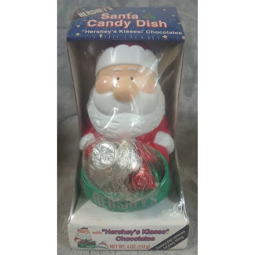 Vtg 1994 Hersheys‎ Santa Candy Dish Sealed with Kisses Christmas Figurine READ